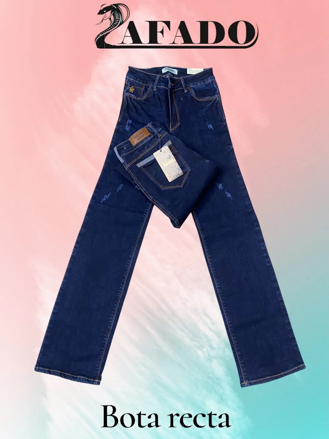 Jean azul Zafado de bota recta